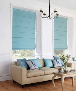 Rèm xếp lớp roman màu xanh sang trọng